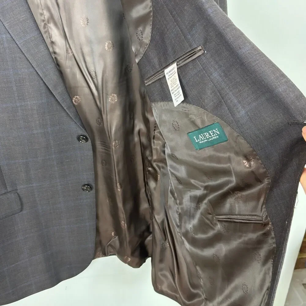Lauren Ralph Lauren Brown Wool Blend Suit Blazer Jacket Men's 52L Two Button